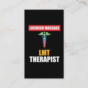 Tarjeta De Visita Caduceo autorizado LMT del terapeuta del masaje