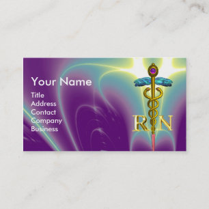 Tarjeta De Visita CADUCEO DE ORO SÍMBOLO REGISTRADO DE ENFERMERA Mor