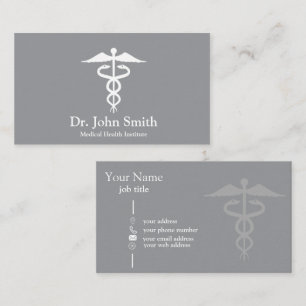 Tarjeta De Visita Caduceo Médico Personalizado Negro