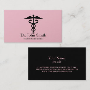 Tarjeta De Visita Caduceo Médico Personalizado Negro