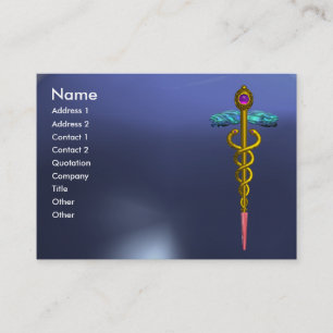 Tarjeta De Visita CADUCEO TOPAZIO dorado azul vibrante