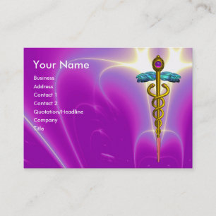 Tarjeta De Visita CADUCEO, turquesa azul vibrante oro amatista
