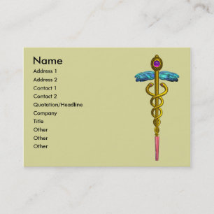 Tarjeta De Visita CADUCEO, vibrante amatista dorada