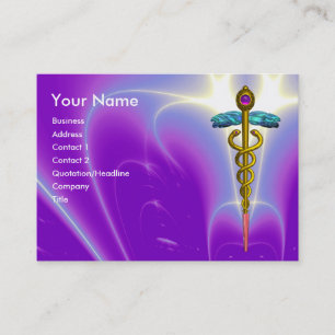 Tarjeta De Visita CADUCEUS, amatista dorada turquasa azul vibrante