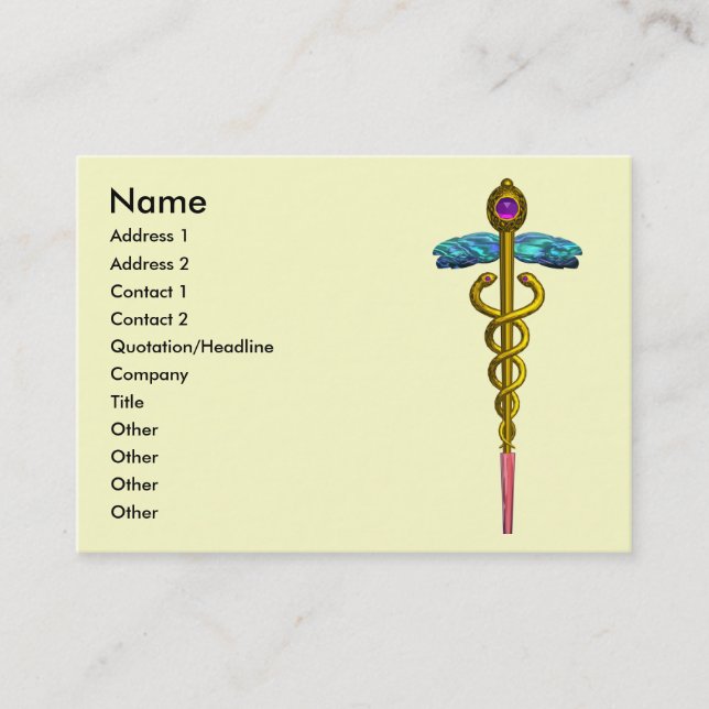 Tarjeta De Visita CADUCEUS, amatista oro vibrante (Anverso)