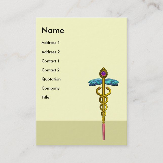 Tarjeta De Visita CADUCEUS, amatista oro vibrante (Anverso)