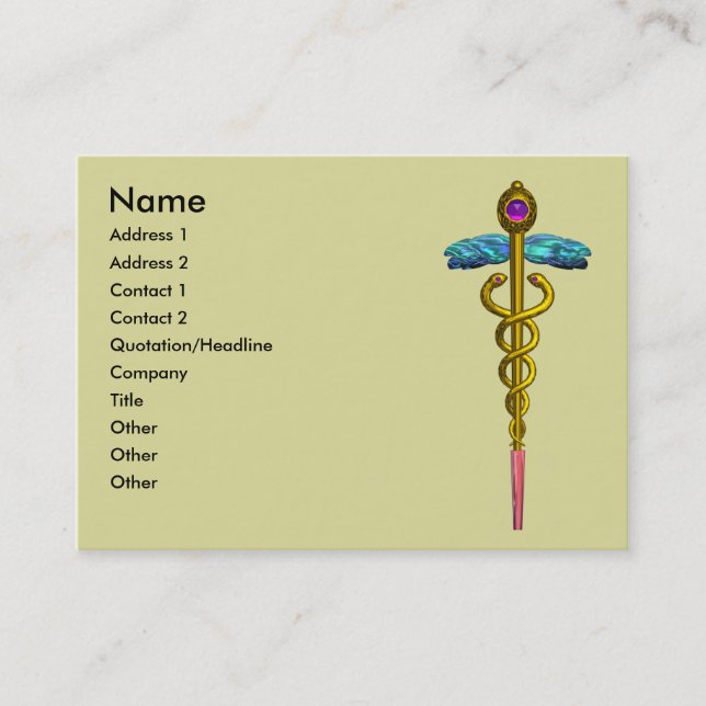 Tarjeta De Visita CADUCEUS, amatista oro vibrante (Anverso)