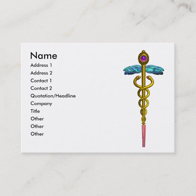 Tarjeta De Visita CADUCEUS, amatista oro vibrante (Anverso)