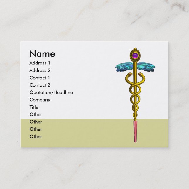 Tarjeta De Visita CADUCEUS, amatista oro vibrante (Anverso)