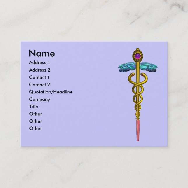 Tarjeta De Visita CADUCEUS, amatista oro vibrante (Anverso)