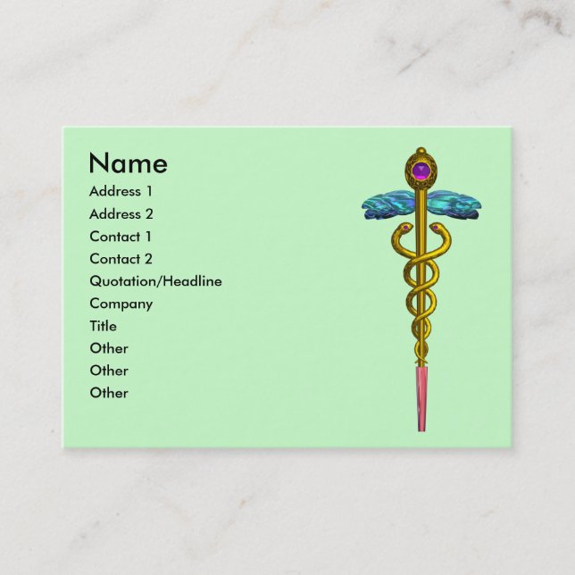 Tarjeta De Visita CADUCEUS, amatista oro vibrante (Anverso)