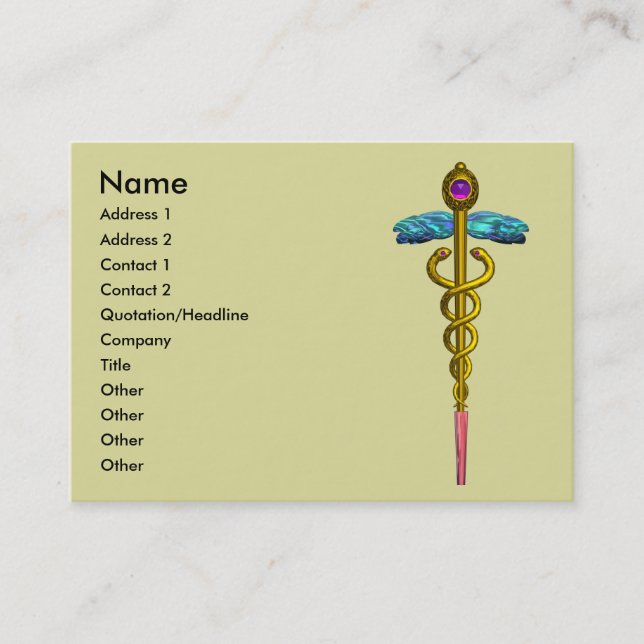 Tarjeta De Visita CADUCEUS, amatista oro vibrante (Anverso)