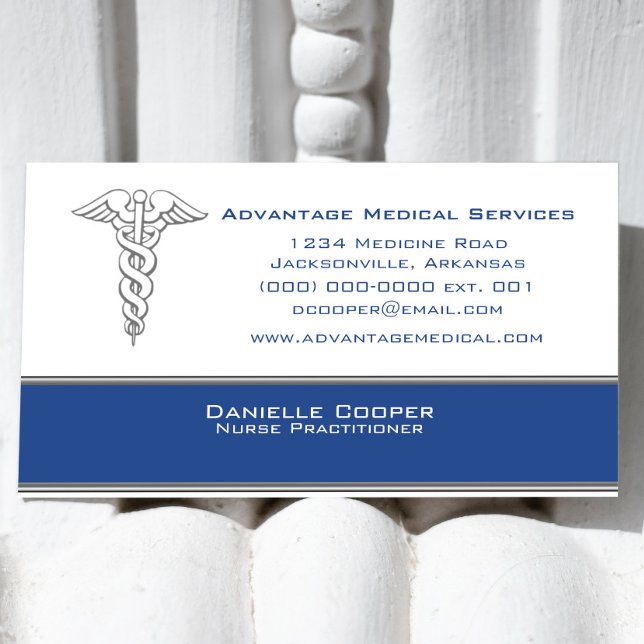 Tarjeta de visita Caduceus, azul (Blue Caduceus Business Card )