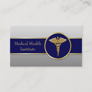 Tarjeta De Visita Caduceus Blue profesional de medicina de oro