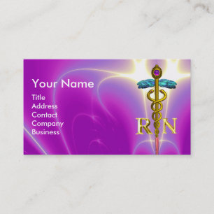 Tarjeta De Visita CADUCEUS DE ORO SÍMBOLO DE ENFERMERA REGISTRADA Fu