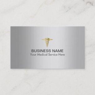 Tarjeta De Visita Caduceus Elegante Silver Facturación Médica