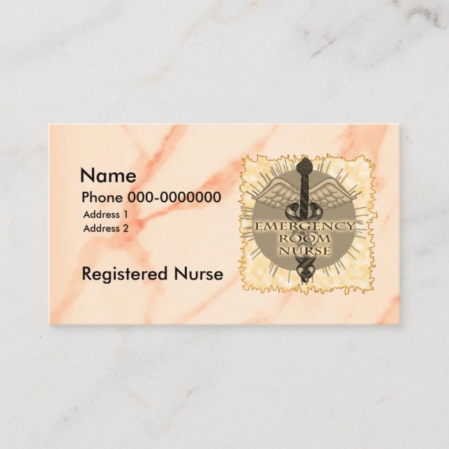 Tarjeta De Visita Caduceus ER Nurse Business Card (Anverso)