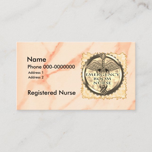 Tarjeta De Visita Caduceus ER Nurse Business Card (Anverso)