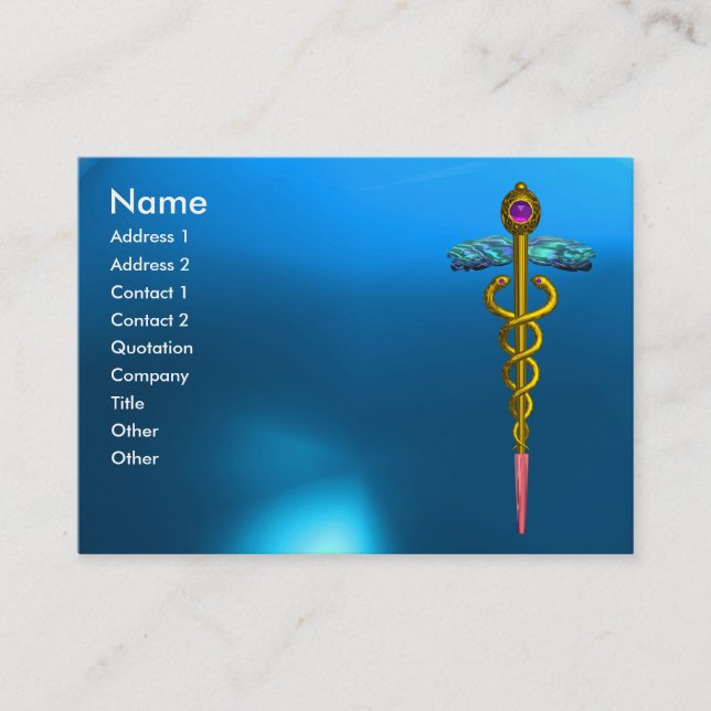 Tarjeta De Visita CADUCEUS SAPPHIRE, oro vibrante azul rosa (Anverso)