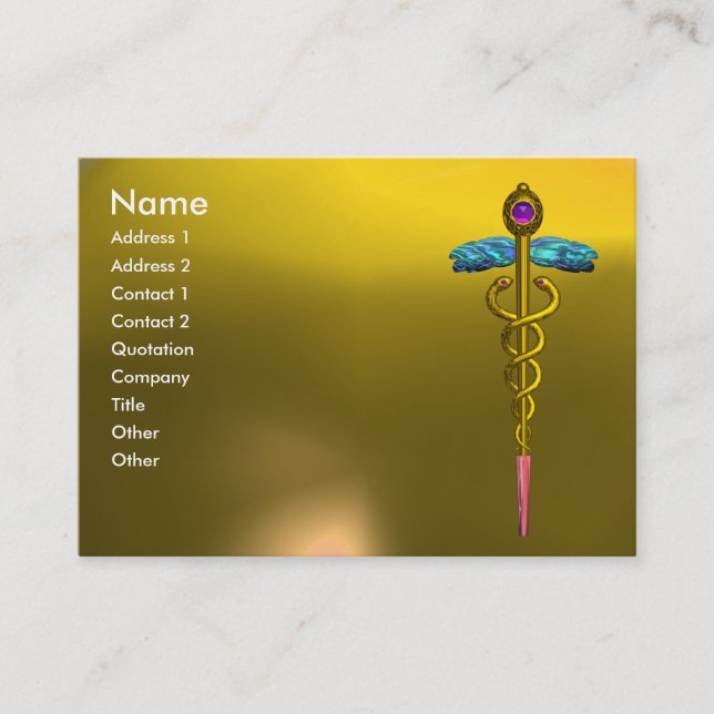 Tarjeta De Visita CADUCEUS TOPAZ, amarillo rosa dorado vibrante (Anverso)