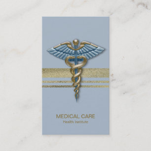 Tarjeta De Visita Caducto azul claro Faux Relieves metalizados dorad