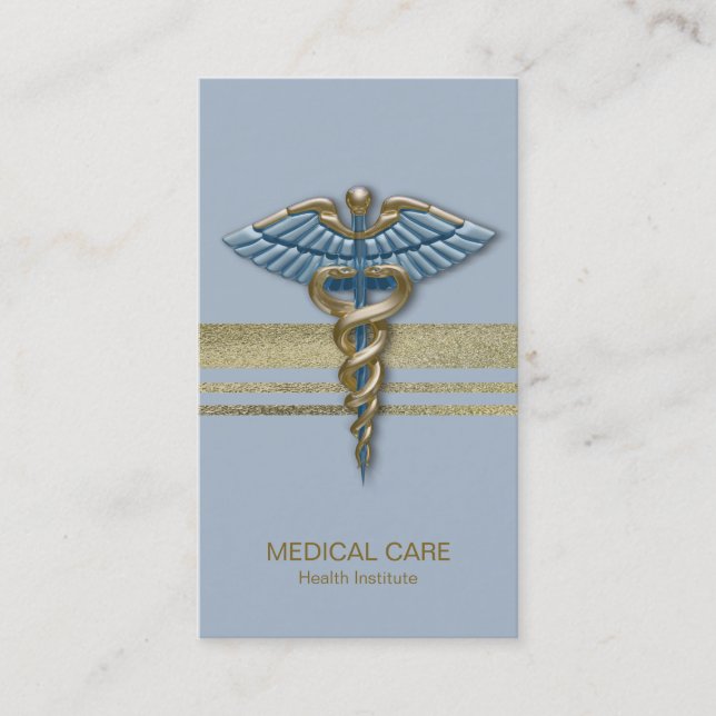 Tarjeta De Visita Caducto azul claro Faux Relieves metalizados dorad (Anverso)