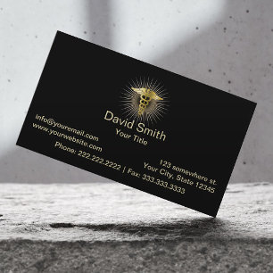 Tarjeta De Visita Caducto de oro médico elegante oscuro