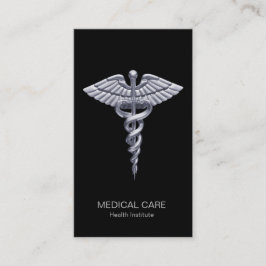 Tarjeta De Visita Caducto de plata con clase médica sobre negro