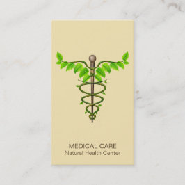 Tarjeta De Visita Caducto médico alternativo Verde deja beige