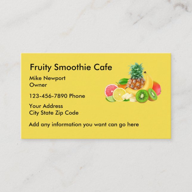 Tarjeta De Visita Café Businesscards del Smoothie (Anverso)