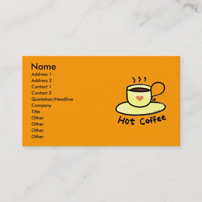 Tarjeta De Visita Café caliente (Anverso)