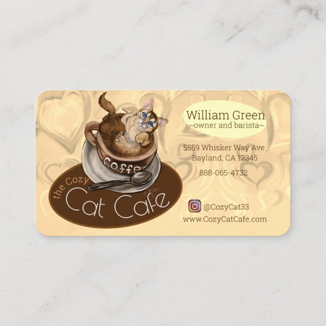 Tarjeta De Visita Café Cat Cafe (Reverso)
