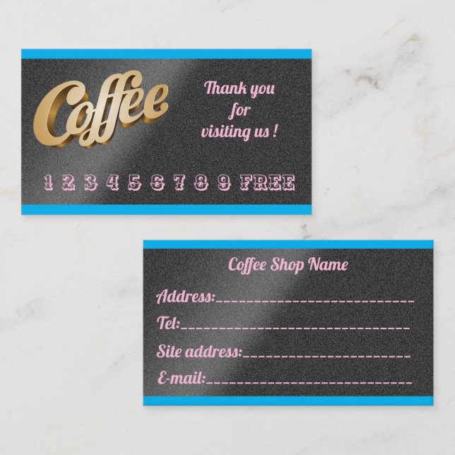 Tarjeta De Visita Café de plata azul de lujo moderno (Anverso / Reverso)
