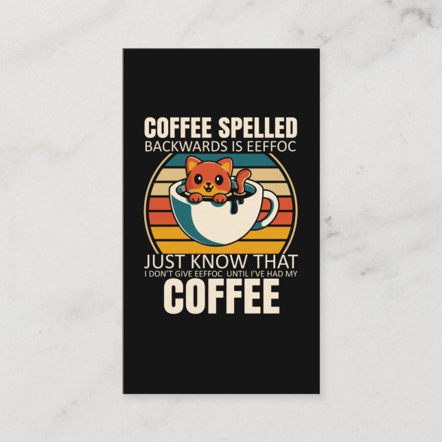 Tarjeta De Visita Café gato sarcástico adicto a la cafeína Lover Bar (Anverso)