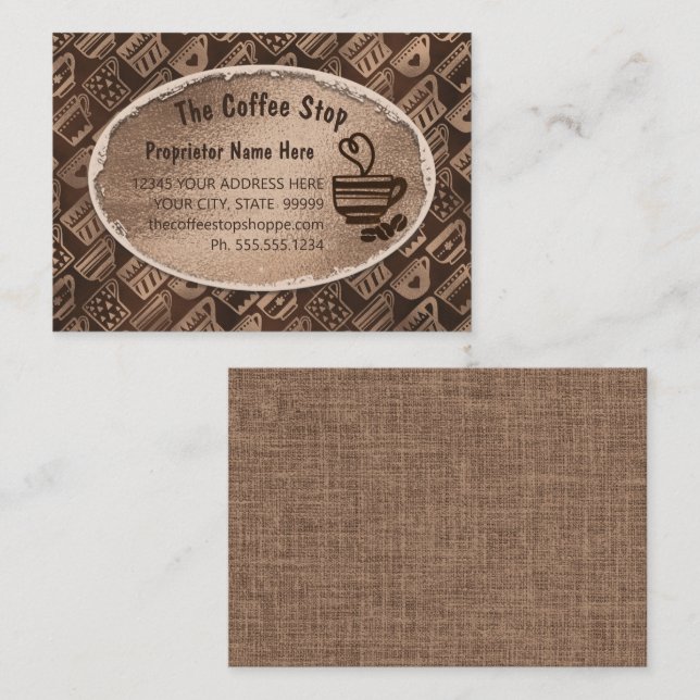 Tarjeta De Visita Café Latte Mug Art Beans Chocolate Brown  (Anverso / Reverso)