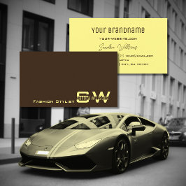 Tarjeta De Visita Café marrón claro y crema con monograma simple