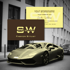 Tarjeta De Visita Café marrón y crema simple con monograma