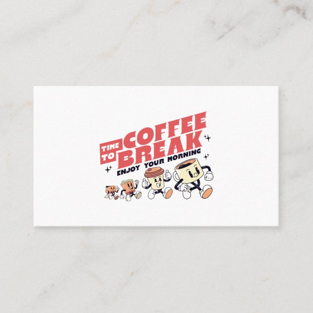 Tarjeta De Visita Café Mascot - Tiempo De Descanso Del Café (Anverso)