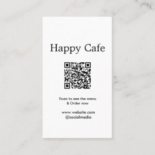Tarjeta De Visita Cafe restaurant scan para ver el menú pedir hotel 