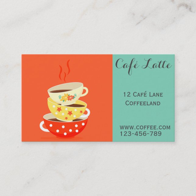 Tarjeta De Visita Café retro cafetería vintage elegante (Anverso)