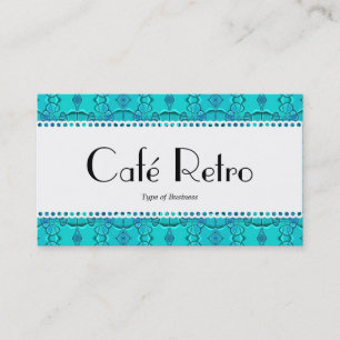 Tarjeta De Visita Café Retro (Scalloped) - Aqua Blue Festival