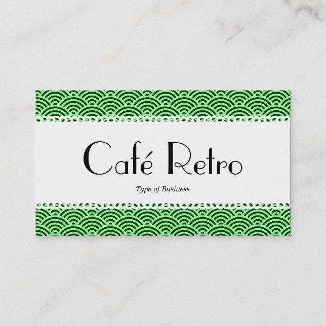 Tarjeta De Visita Café Retro (Scalloped) - Patrón de escalada de pec (Anverso)