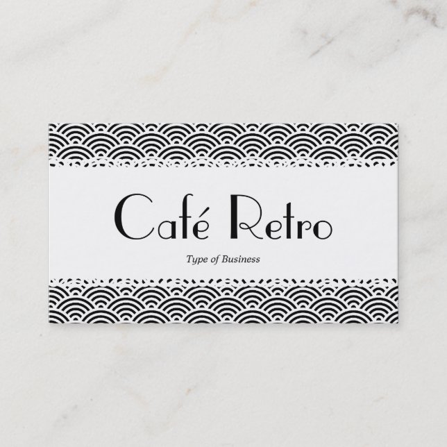 Tarjeta De Visita Café Retro (Scalloped) - Patrón de escalada de pec (Anverso)