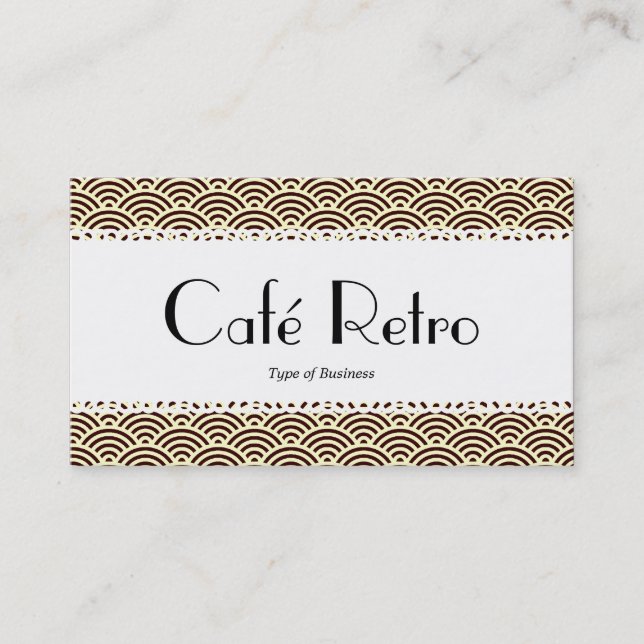 Tarjeta De Visita Café Retro (Scalloped) - Patrón de escalada de pec (Anverso)