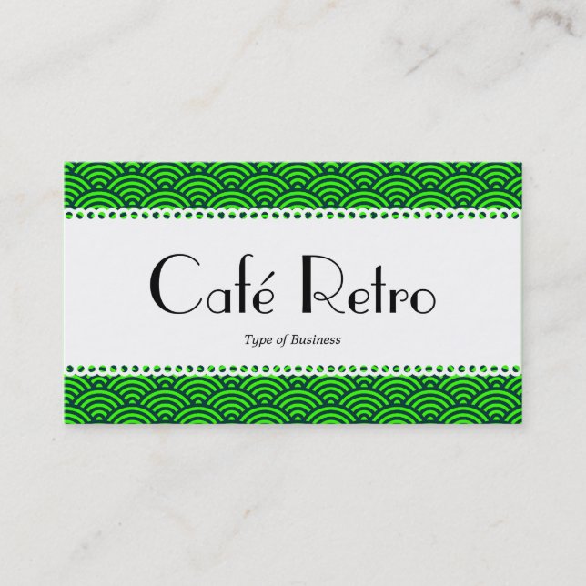 Tarjeta De Visita Café Retro (Scalloped) - Patrón de escalada de pec (Anverso)