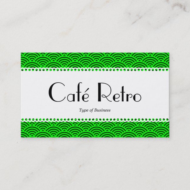 Tarjeta De Visita Café Retro (Scalloped) - Patrón de escalada de pec (Anverso)