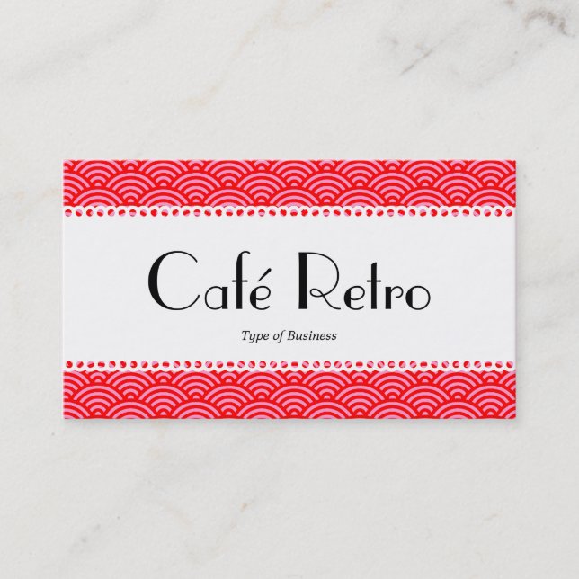 Tarjeta De Visita Café Retro (Scalloped) - Patrón de escalada de pec (Anverso)