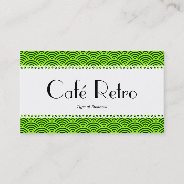 Tarjeta De Visita Café Retro (Scalloped) - Patrón de escalada de pec (Anverso)