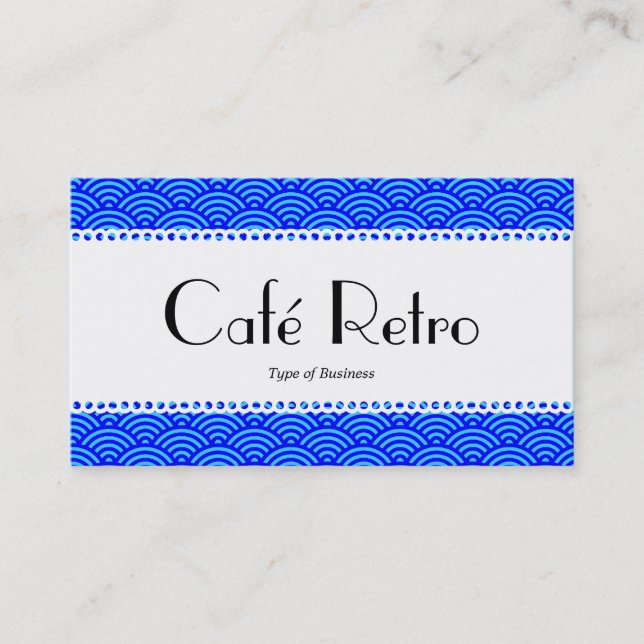 Tarjeta De Visita Café Retro (Scalloped) - Patrón de escalada de pec (Anverso)