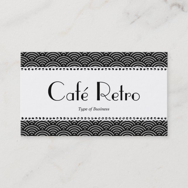 Tarjeta De Visita Café Retro (Scalloped) - Patrón de escalada de pec (Anverso)